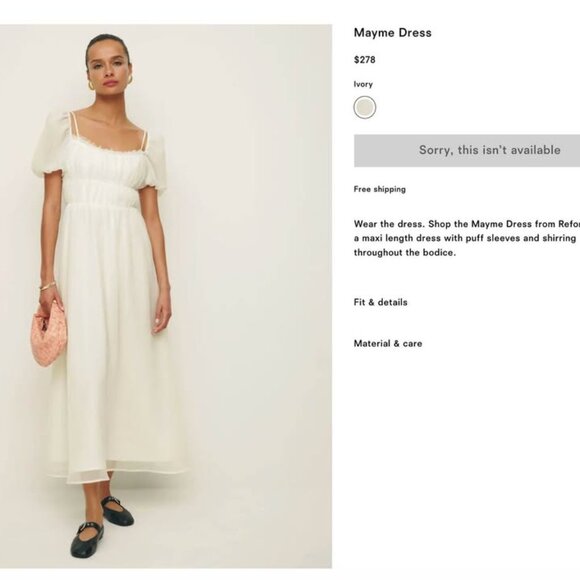 Reformation Bridal Dress (size 6-8) - Picture 2 of 3